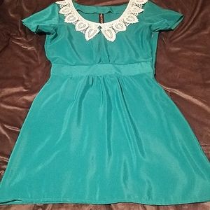 Urban outfitters lace collar teal dress medium